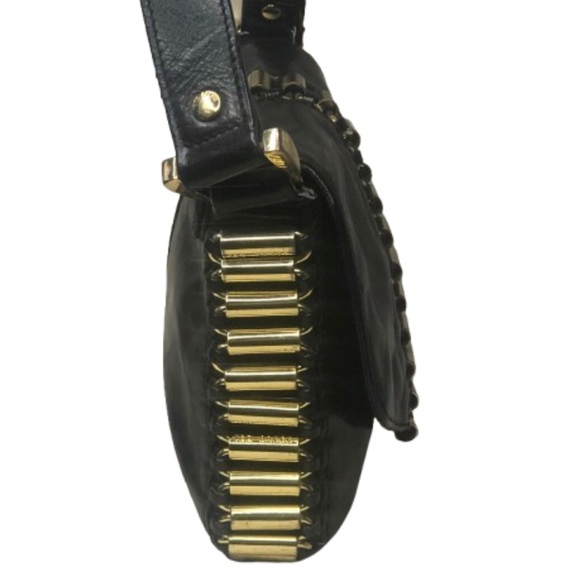 TED BAKER Black Lambskin and Brass Accent Throughout Bag & Strap Crossbody Bag - Picture 4 of 17